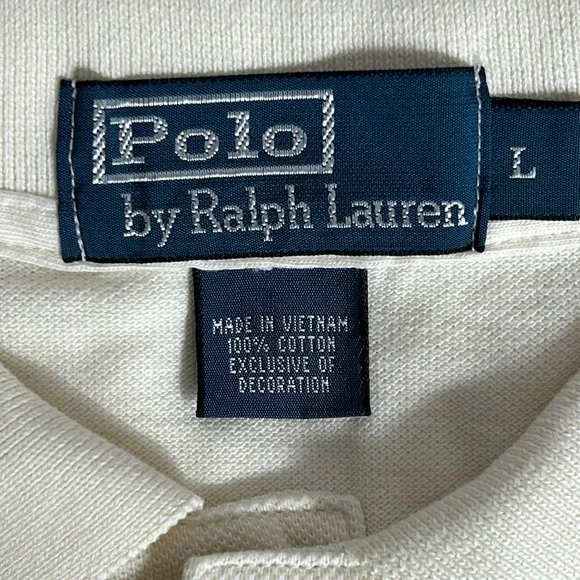 Polo Ralph Lauren Men’s Size Large Cream Color Short Sleeve 100% Cotton Shirt - Picture 3 of 3